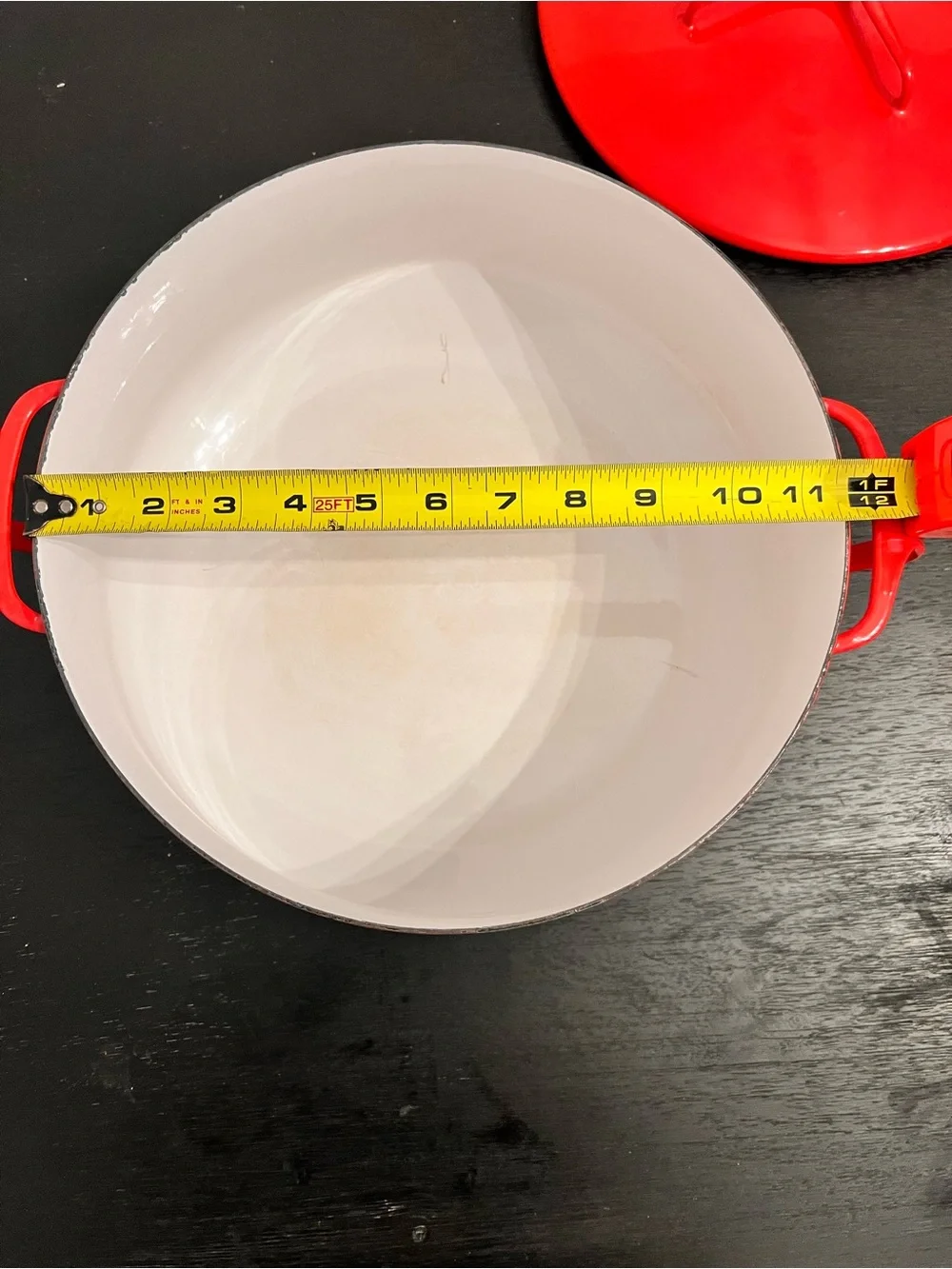 Dansk Red Enamel Covered Casserole with Cross-Top Lid